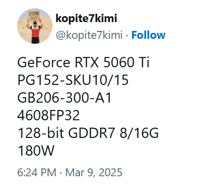 RTX 5060 Ti、RTX 5060规格曝光：核心数只增加不到6％