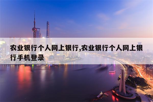 农业银行个人网上银行,农业银行个人网上银行手机登录